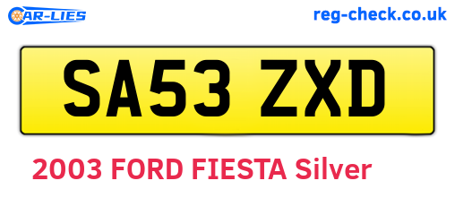 SA53ZXD are the vehicle registration plates.