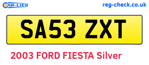 SA53ZXT are the vehicle registration plates.