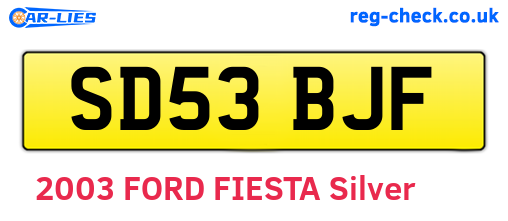 SD53BJF are the vehicle registration plates.