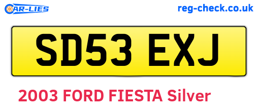 SD53EXJ are the vehicle registration plates.