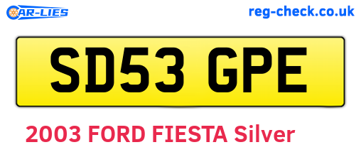 SD53GPE are the vehicle registration plates.