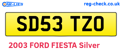SD53TZO are the vehicle registration plates.