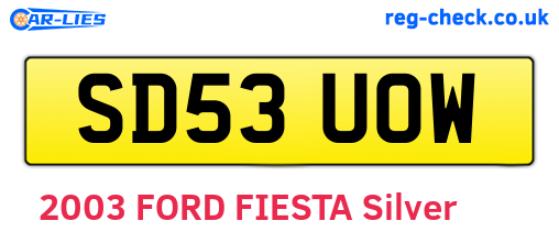 SD53UOW are the vehicle registration plates.