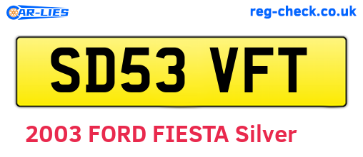 SD53VFT are the vehicle registration plates.