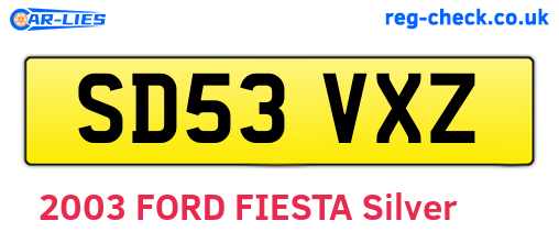 SD53VXZ are the vehicle registration plates.