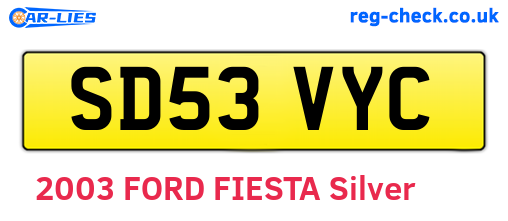 SD53VYC are the vehicle registration plates.