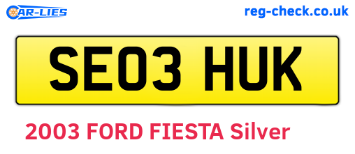 SE03HUK are the vehicle registration plates.