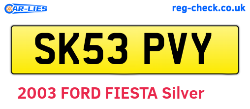 SK53PVY are the vehicle registration plates.