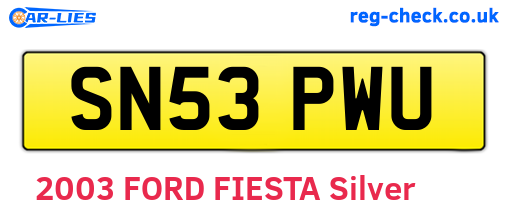 SN53PWU are the vehicle registration plates.
