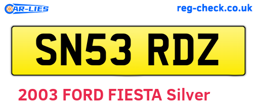 SN53RDZ are the vehicle registration plates.
