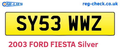 SY53WWZ are the vehicle registration plates.