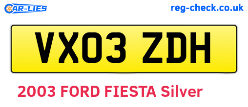 VX03ZDH are the vehicle registration plates.