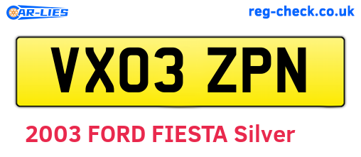 VX03ZPN are the vehicle registration plates.