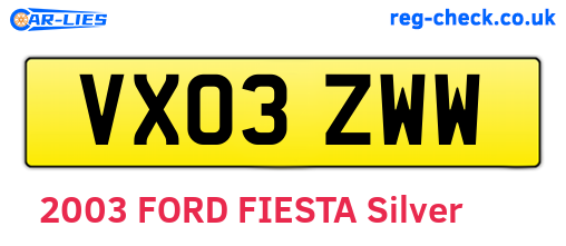 VX03ZWW are the vehicle registration plates.
