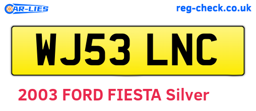 WJ53LNC are the vehicle registration plates.