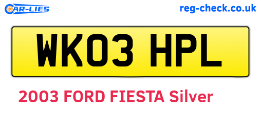 WK03HPL are the vehicle registration plates.