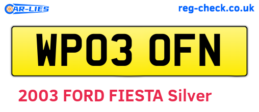 WP03OFN are the vehicle registration plates.