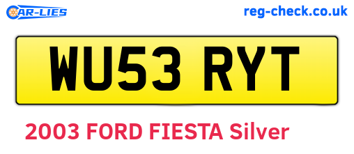 WU53RYT are the vehicle registration plates.
