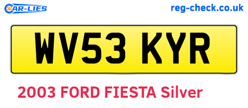 WV53KYR are the vehicle registration plates.