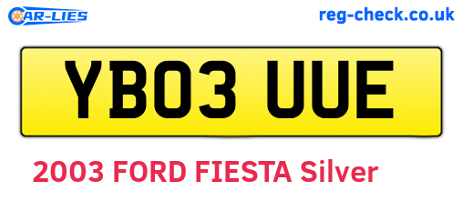 YB03UUE are the vehicle registration plates.