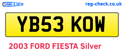 YB53KOW are the vehicle registration plates.