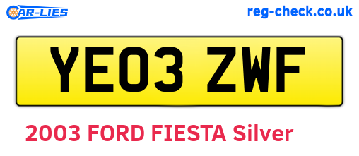 YE03ZWF are the vehicle registration plates.