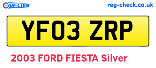 YF03ZRP are the vehicle registration plates.
