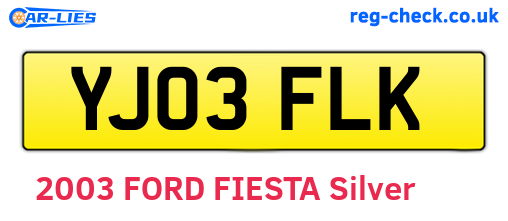YJ03FLK are the vehicle registration plates.