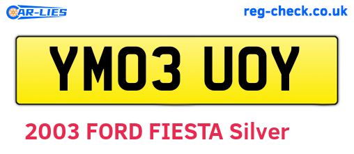 YM03UOY are the vehicle registration plates.