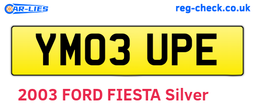 YM03UPE are the vehicle registration plates.