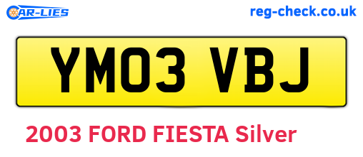YM03VBJ are the vehicle registration plates.