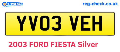 YV03VEH are the vehicle registration plates.