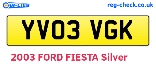 YV03VGK are the vehicle registration plates.
