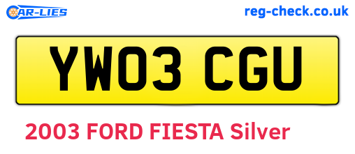 YW03CGU are the vehicle registration plates.