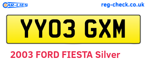 YY03GXM are the vehicle registration plates.