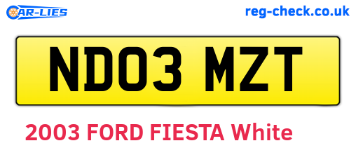 ND03MZT are the vehicle registration plates.