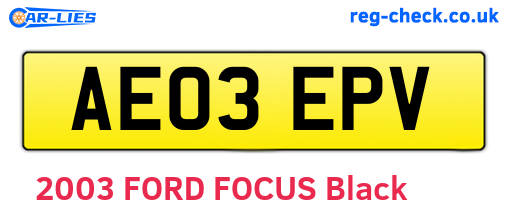 AE03EPV are the vehicle registration plates.