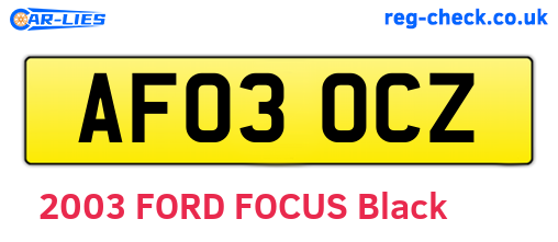 AF03OCZ are the vehicle registration plates.