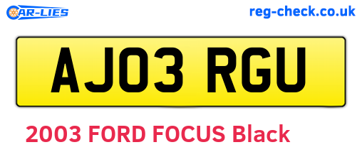 AJ03RGU are the vehicle registration plates.