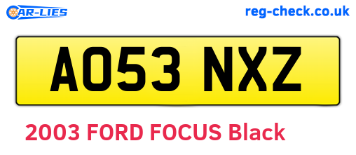 AO53NXZ are the vehicle registration plates.