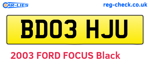 BD03HJU are the vehicle registration plates.