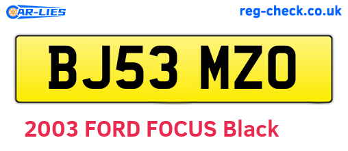 BJ53MZO are the vehicle registration plates.