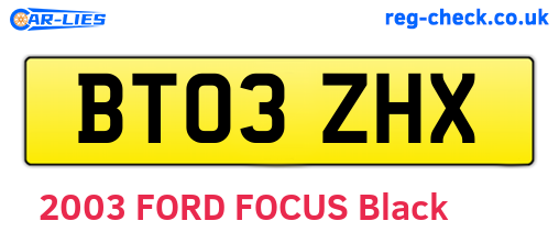 BT03ZHX are the vehicle registration plates.