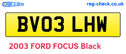 BV03LHW are the vehicle registration plates.