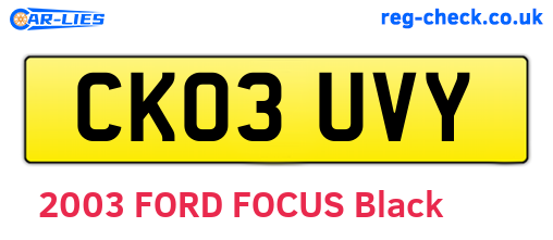 CK03UVY are the vehicle registration plates.
