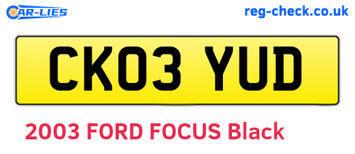 CK03YUD are the vehicle registration plates.