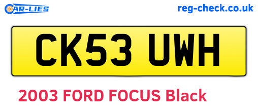 CK53UWH are the vehicle registration plates.
