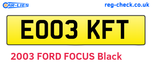 EO03KFT are the vehicle registration plates.