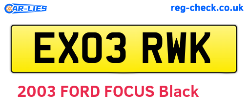 EX03RWK are the vehicle registration plates.