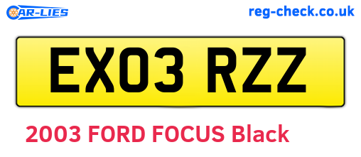 EX03RZZ are the vehicle registration plates.
